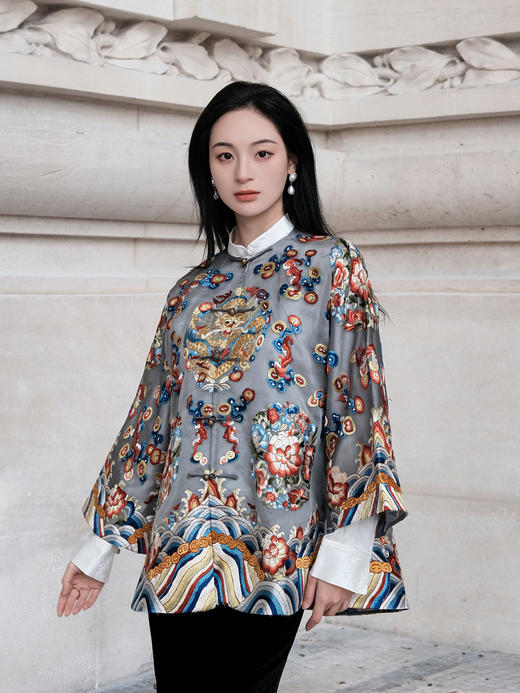 盛唐牡丹|高货-重缎真丝满绣蟒袍-唯一款[特价品](不退不换）-灰色 商品图7