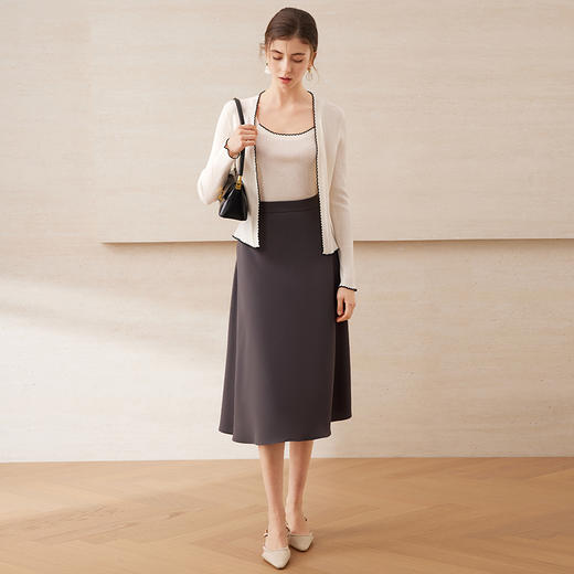 EITIE爱特爱经典伞裙高腰A字通勤OL百搭显瘦半身裙春新款A2506523 商品图12