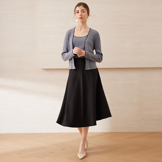 EITIE爱特爱经典伞裙高腰A字通勤OL百搭显瘦半身裙春新款A2506523 商品图8