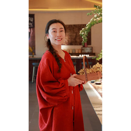 【2026东衣作】新中式连衣裙（25707120水华朱-奢定款） 商品图4