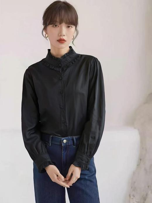 原创设计师品牌- CHUMO初沫8002宫廷风花边立领高密棉衬衫小衫-喜出 商品图2