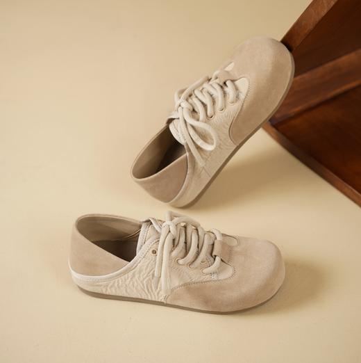 [新款上市]西村名物2025年春季新款舒适平底小圆头牛皮系带深口单鞋休闲鞋T25AM15611 商品图6