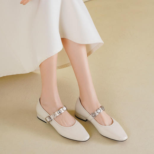 [新款上市]西村名物2025年春季新款舒适平底小尖头牛皮浅口单鞋玛丽珍鞋T25AE15231 商品图7