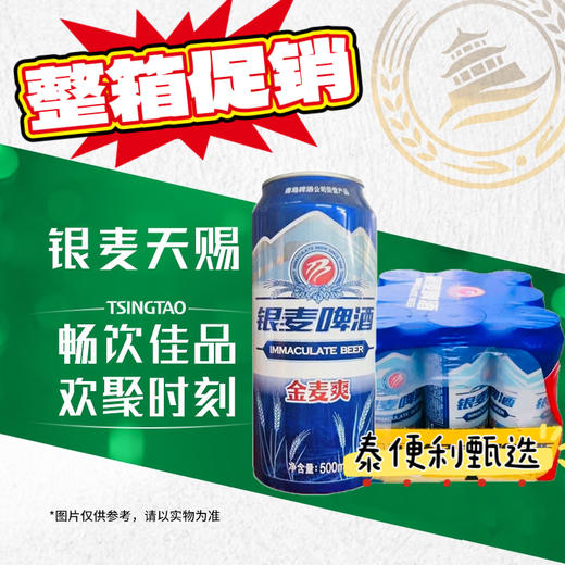 【1箱/包】青岛啤酒 银麦啤酒金麦爽8度麦汁度500ml*9罐(无奖)青岛不倒我不倒 商品图0