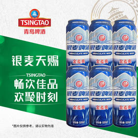 【6罐】青岛啤酒 银麦啤酒金麦爽8度麦汁浓度 500ml*6罐 青岛不倒我不倒