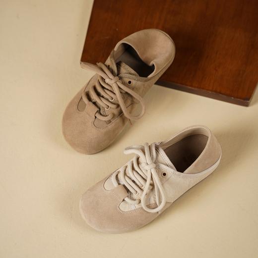 [新款上市]西村名物2025年春季新款舒适平底小圆头牛皮系带深口单鞋休闲鞋T25AM15611 商品图0