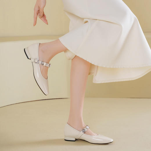 [新款上市]西村名物2025年春季新款舒适平底小尖头牛皮浅口单鞋玛丽珍鞋T25AE15231 商品图8