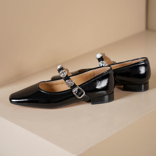 [新款上市]西村名物2025年春季新款舒适平底小尖头牛皮浅口单鞋玛丽珍鞋T25AE15231 商品图6