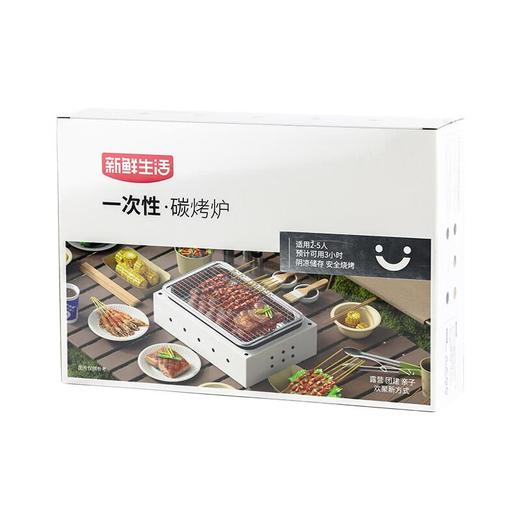 新鲜生活一次性烧烤炉套装户外庭院聚会含木炭便携式家用烧烤架（方形） 商品图1