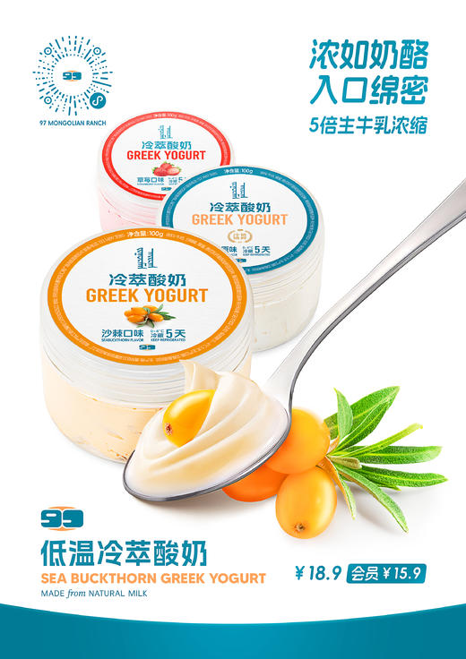 冷萃干噎酸奶100g｜浓如奶酪 入口绵密 3种口味 玖柒 商品图0