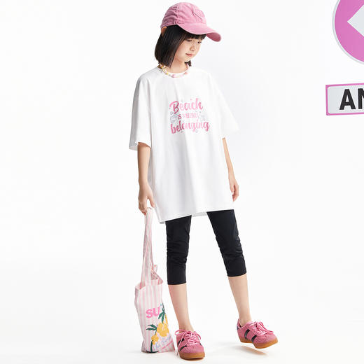 【宽松随性百搭T】女童圆领速干短袖t恤oversize夏季新款安奈儿童装小程序专享EG521151 商品图5