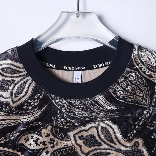 T2842夏季高级感新款潮牌撞色简约绒面圆领短袖T恤百搭潮流复古上衣 商品图2