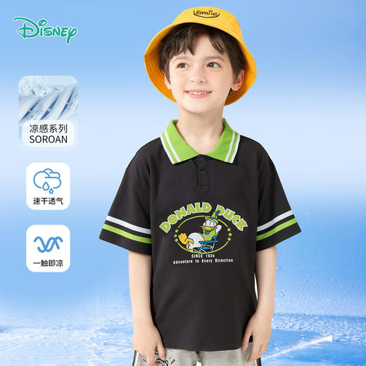 迪士尼【唐老鸭印花POLO衫】夏季新款男童透气短袖儿童运动休闲上衣T恤ZD2ES026 商品图1