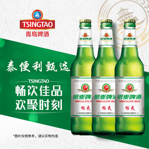 【3瓶7.9元贺新春】青岛银麦啤酒麦香浓度8°P畅饮佳品 500ml瓶*3 欢聚时刻 商品图0