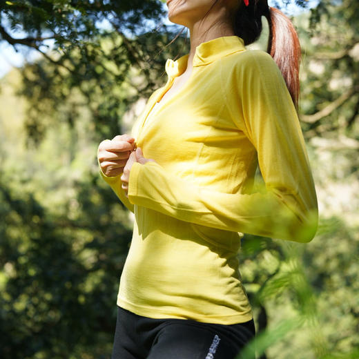灰壳户外女半拉链美利奴羊毛速干衣美丽诺长袖徒步爬山打底T恤 商品图0