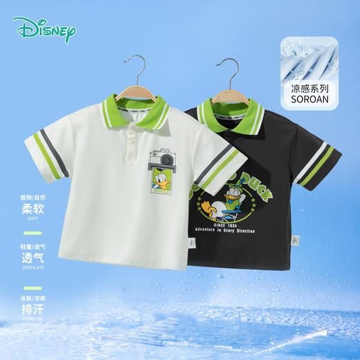 迪士尼【唐老鸭印花POLO衫】夏季新款男童透气短袖儿童运动休闲上衣T恤ZD2ES026 商品图2