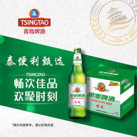 【整箱】青岛银麦啤酒畅爽 麦香 浓度8°P畅饮佳品  12瓶/箱 欢聚时刻