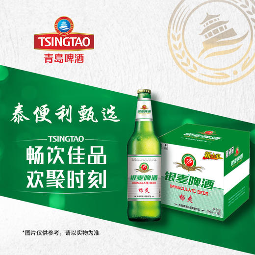 【整箱】青岛银麦啤酒畅爽 麦香 浓度8°P畅饮佳品  12瓶/箱 欢聚时刻 商品图0