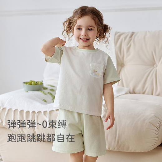 ibaby×outlast太空科技恒温/英伦宝贝泡泡玛特儿童针织抑菌家居服短袖短裤套装居家外出吸湿排汗 商品图3