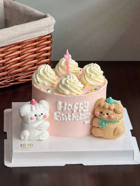 「乖萌~抱抱熊」蛋白糖可爱熊·纪念日·100%动物奶油（附图5寸·提前3小时预订）