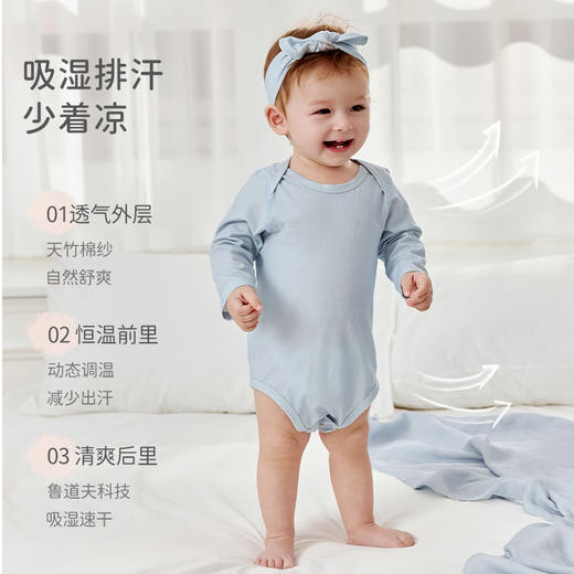 【秒杀】ibaby×outlast太空科技恒温婴儿针织低敏长袖/短袖包屁衣连体衣春夏爬哈衣（2件装） 商品图4