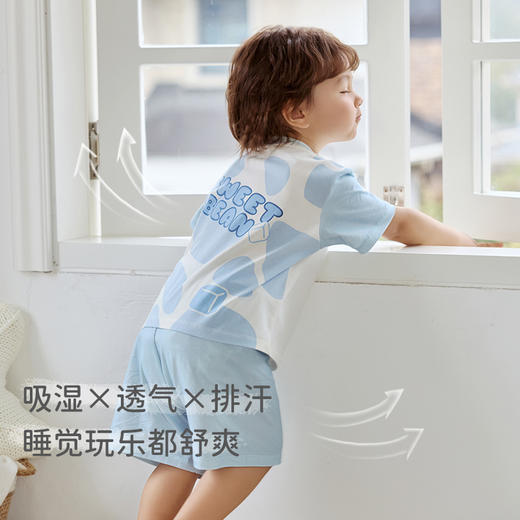 ibaby×outlast太空科技恒温/英伦宝贝泡泡玛特儿童针织抑菌家居服短袖短裤套装居家外出吸湿排汗 商品图2
