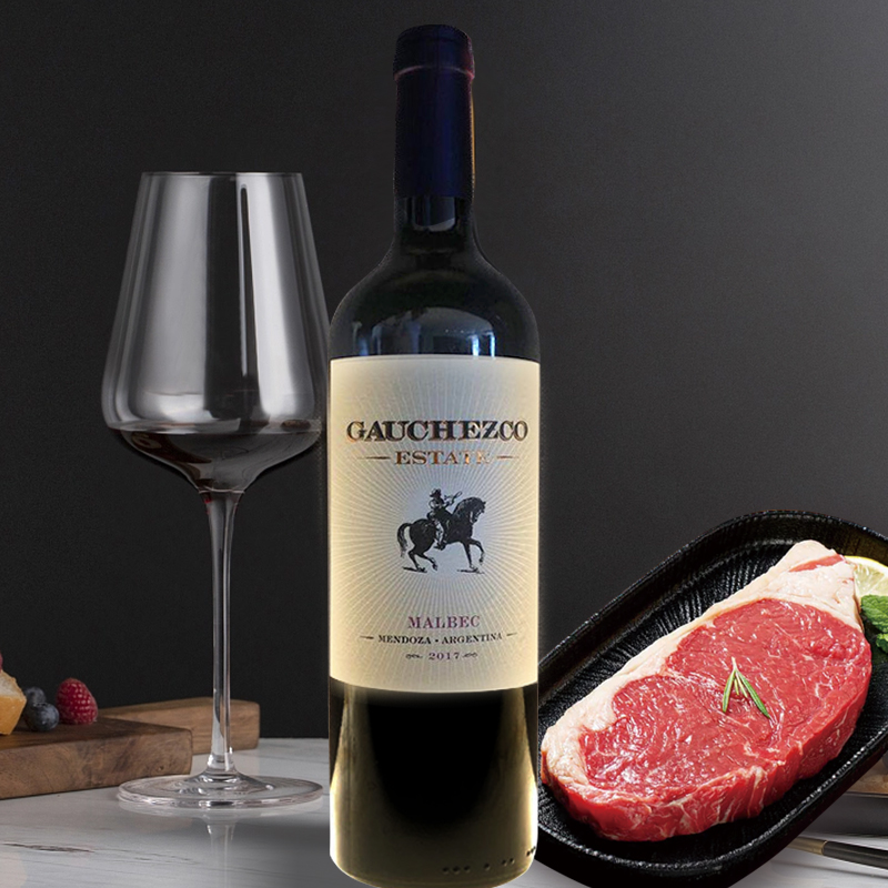 阿根廷谷饲120天安格斯西冷牛排+高乔骑士马尔贝克红葡萄酒750ml