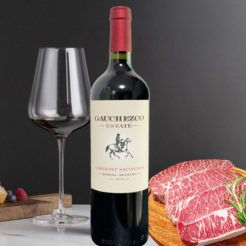 阿根廷谷饲120天安格斯板腱厚切牛排+高乔骑士赤霞珠红葡萄酒750ml