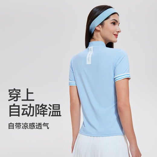 【上新】科里芙半高领显瘦高尔夫短袖凉感透气运动休闲跑步T恤女子 商品图2