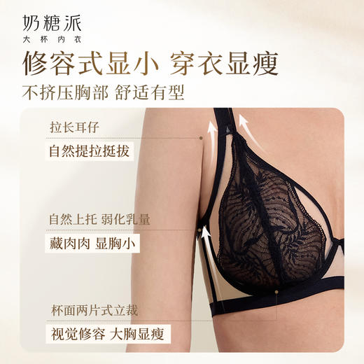 【迷离法式】奶糖派大胸显小超薄全罩杯文胸显瘦透气性感蕾丝春夏内衣女 商品图3