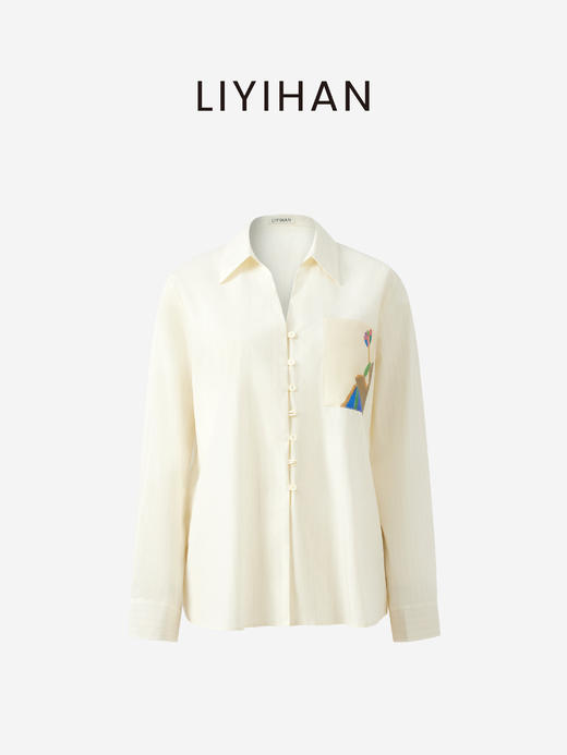 LIYIHAN稿线 | 25春新款白条纹印花衬衫女宽松收腰上衣衬衫高级感 商品图4