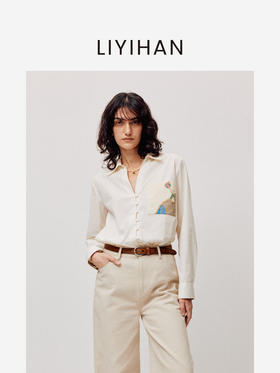 LIYIHAN稿线 | 25春新款白条纹印花衬衫女宽松收腰上衣衬衫高级感
