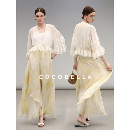 COCOBELLA温柔风不规则大摆半身裙度假风印花仙女半裙HS3120 商品图2