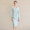 IWY/水蓝色无领蓝色正装套装裙西装高端新款气质主持商务套裙CS2226 商品缩略图0