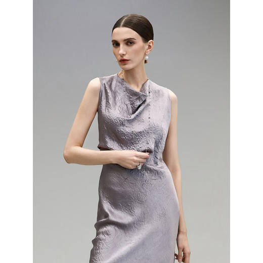 COCOBELLA[100%醋酸]重工斜裁肌理感夏荡领背心连衣裙FR3079 商品图3