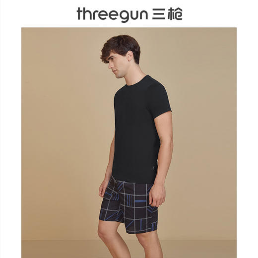 Threegun三枪 【舒肤弹力棉】圆领男士短袖T恤-23673A011 商品图1