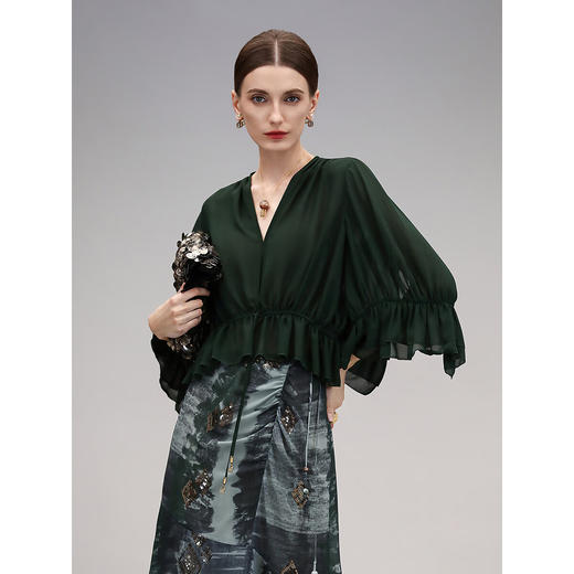 COCOBELLA法式浪漫5米对丝荷叶边雪纺衫开衫遮阳空调衫LC3103 商品图2