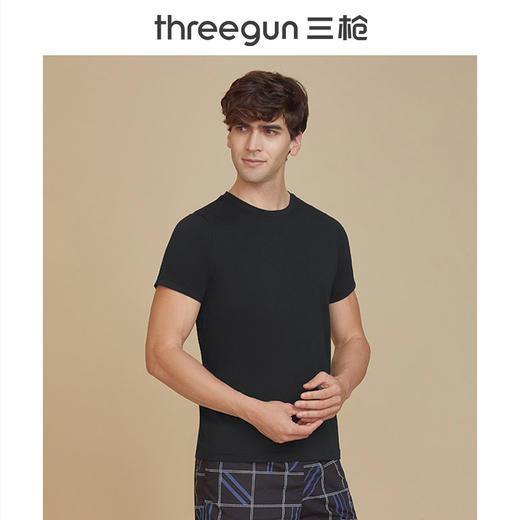 Threegun三枪 【舒肤弹力棉】圆领男士短袖T恤-23673A011 商品图0