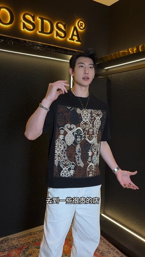 T2790夏季高级感新款国风撞色刺绣圆领短袖T恤百搭潮流宽松复古上衣 商品图0