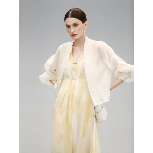 COCOBELLA新中式灯笼袖遮阳短外套国风衬衫空调衫SC3080-4 商品图2