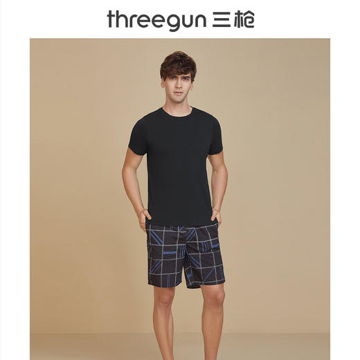 Threegun三枪 【舒肤弹力棉】圆领男士短袖T恤-23673A011 商品图2