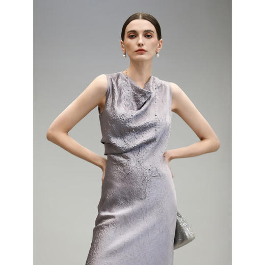 COCOBELLA[100%醋酸]重工斜裁肌理感夏荡领背心连衣裙FR3079 商品图1