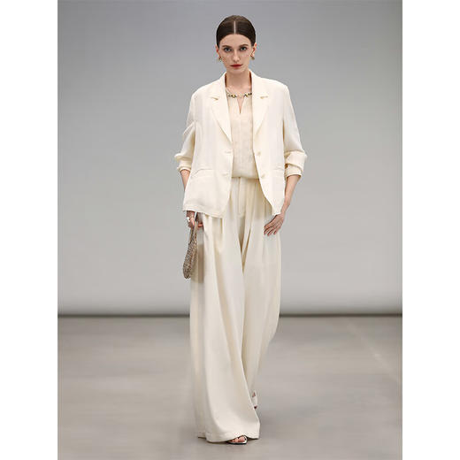 COCOBELLA[首发惠]棉麻风捏褶阔腿裤透气感遮阳休闲裤PA3038B 商品图4