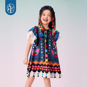 年衣童装2025新款夏季儿童民族服饰国风青罗朵朵民族旗袍裙