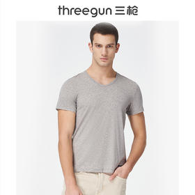 Threegun三枪【匠心系列-80支长绒棉】V领男士短袖T恤-23459A911