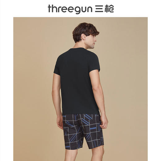 Threegun三枪 【舒肤弹力棉】圆领男士短袖T恤-23673A011 商品图3