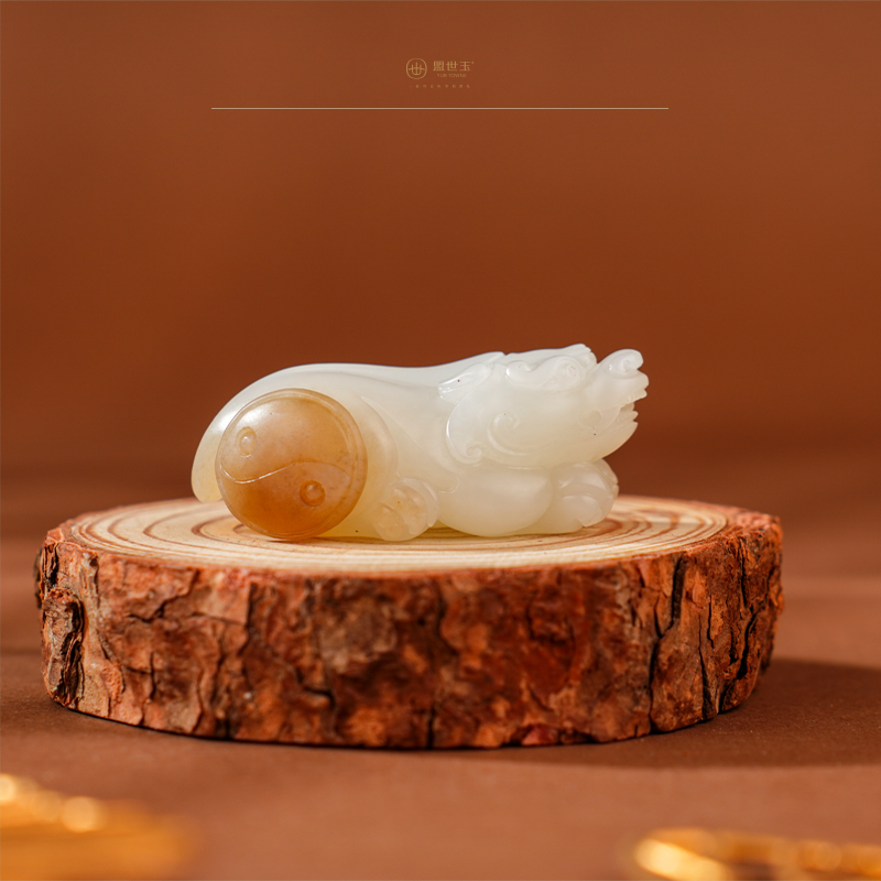 「慕财」糖羊脂玉貔貅挂件