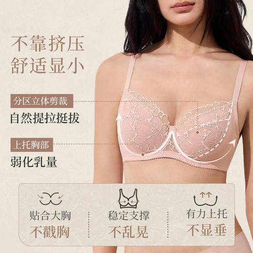 【积分兑换】奶糖派花梦大胸显小内衣女夏季超薄法式蕾丝性感文胸胸罩2025新款 商品图1
