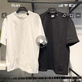 清仓，黑色s120斤内！！女士可穿！！处理超厚克重​全棉CK凯文克莱男女同款夏季 领口红标短袖T恤  领口红标短袖