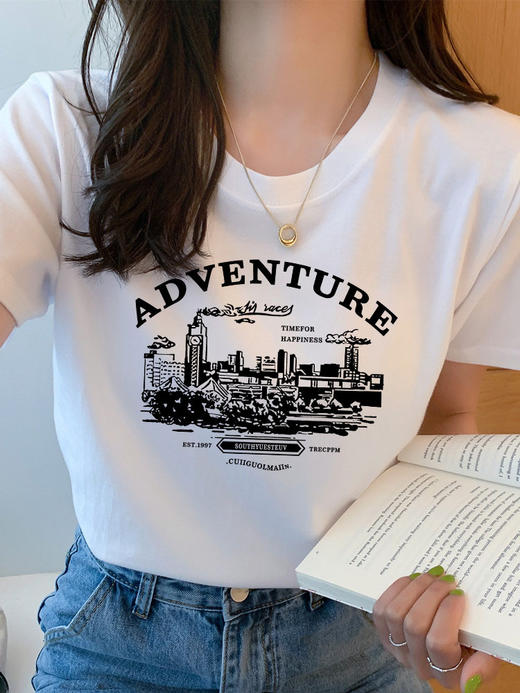 爆款T恤热卖中！！【Dingdangkeke  纯棉印花短袖】M-3XL，80-140斤可穿，10款可选，纯棉面料，柔软透气舒适百搭。 商品图7